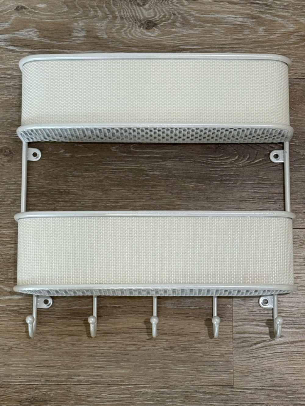 mDesign 2-Tier Wall Mounted Mail Holder Organizer White Hooks - Picture 5 of 13